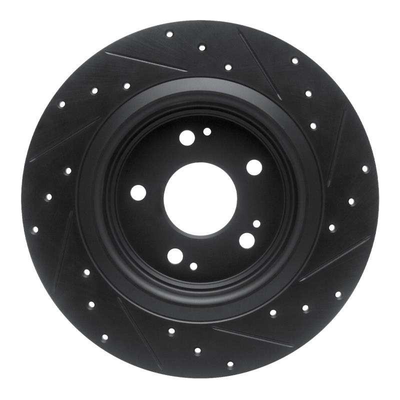 Acura MDX Brake Rotor (1) - Rear Left - R1 Concepts - Drilled & Slotted - Black - `17-`20